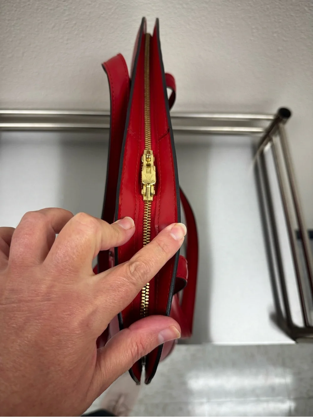 Louis Vuitton Vintage Lussac Red Epi Leather Shoulder Bag